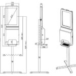 LCD Bildschirm und Desinfektionsmittelspender Standfuß Abmessungen